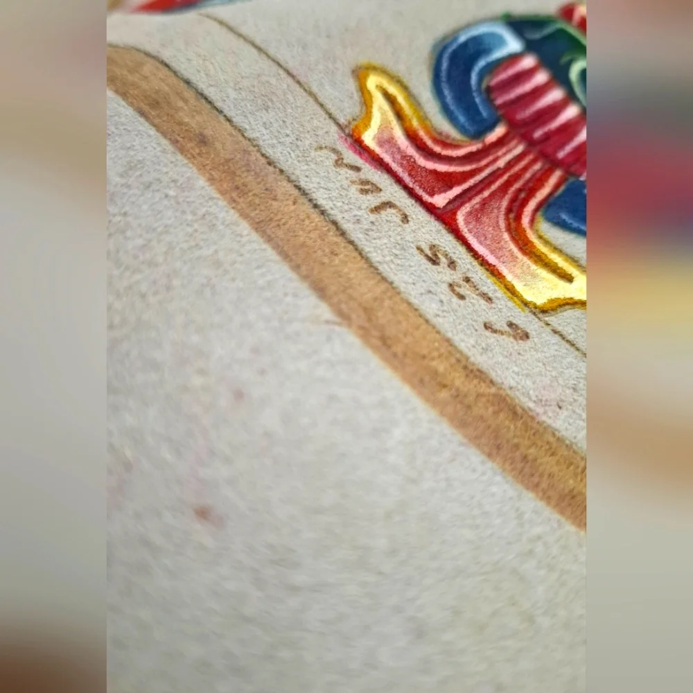 Hand-Painted Mayan Calendar Art on Leather – 23x23